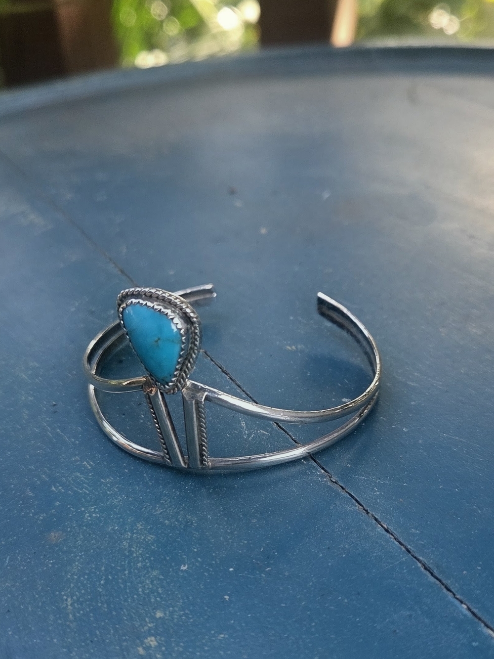 Real Turqoise & Sterling Silver Cuff Bracelet